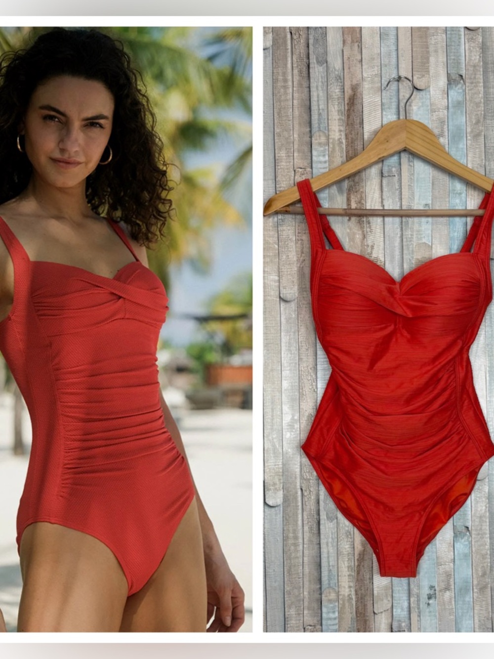 Nip Tuck Swim 6 Ruched Textured Joanne One Piece Swimsuit Flattering Bright Red